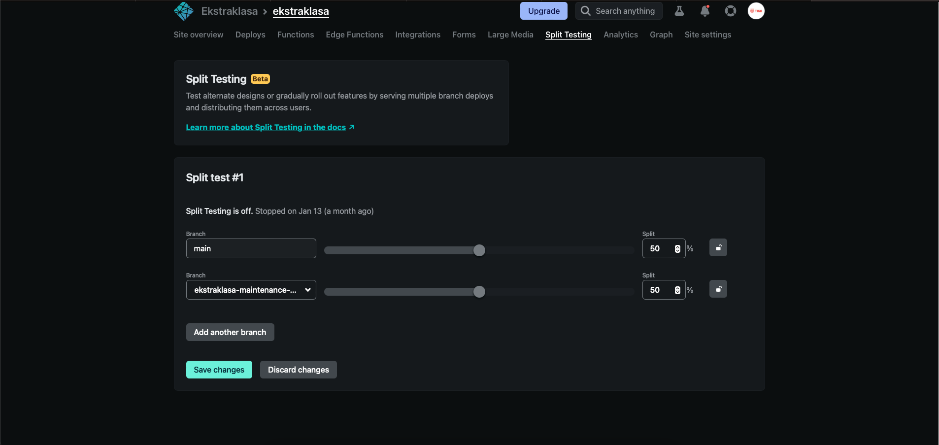 Screenshot of: Set the wicket-maintenance-mode to 100%