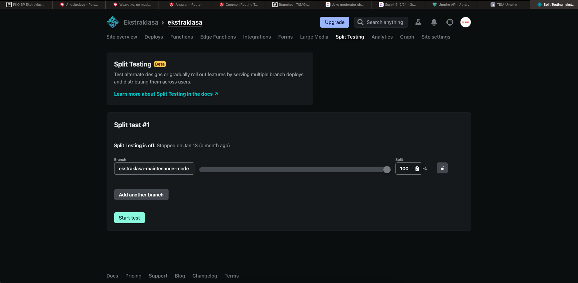 Screenshot of: Click "Start test"