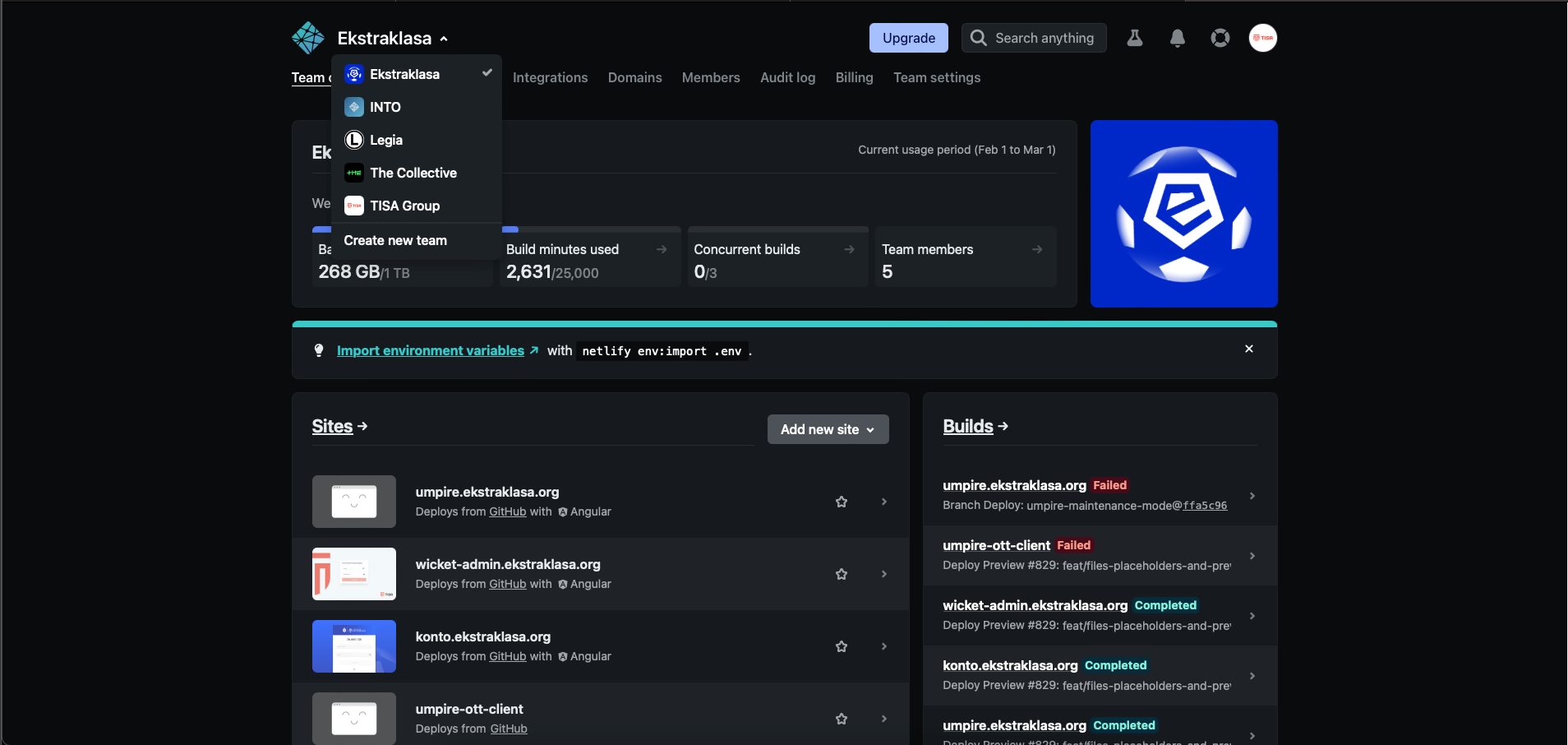 Screenshot of: Choose the client you wish to run migrations for.