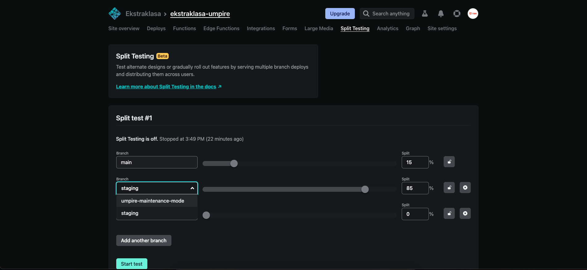 Screenshot of: Click "wicket-maintenance-mode"