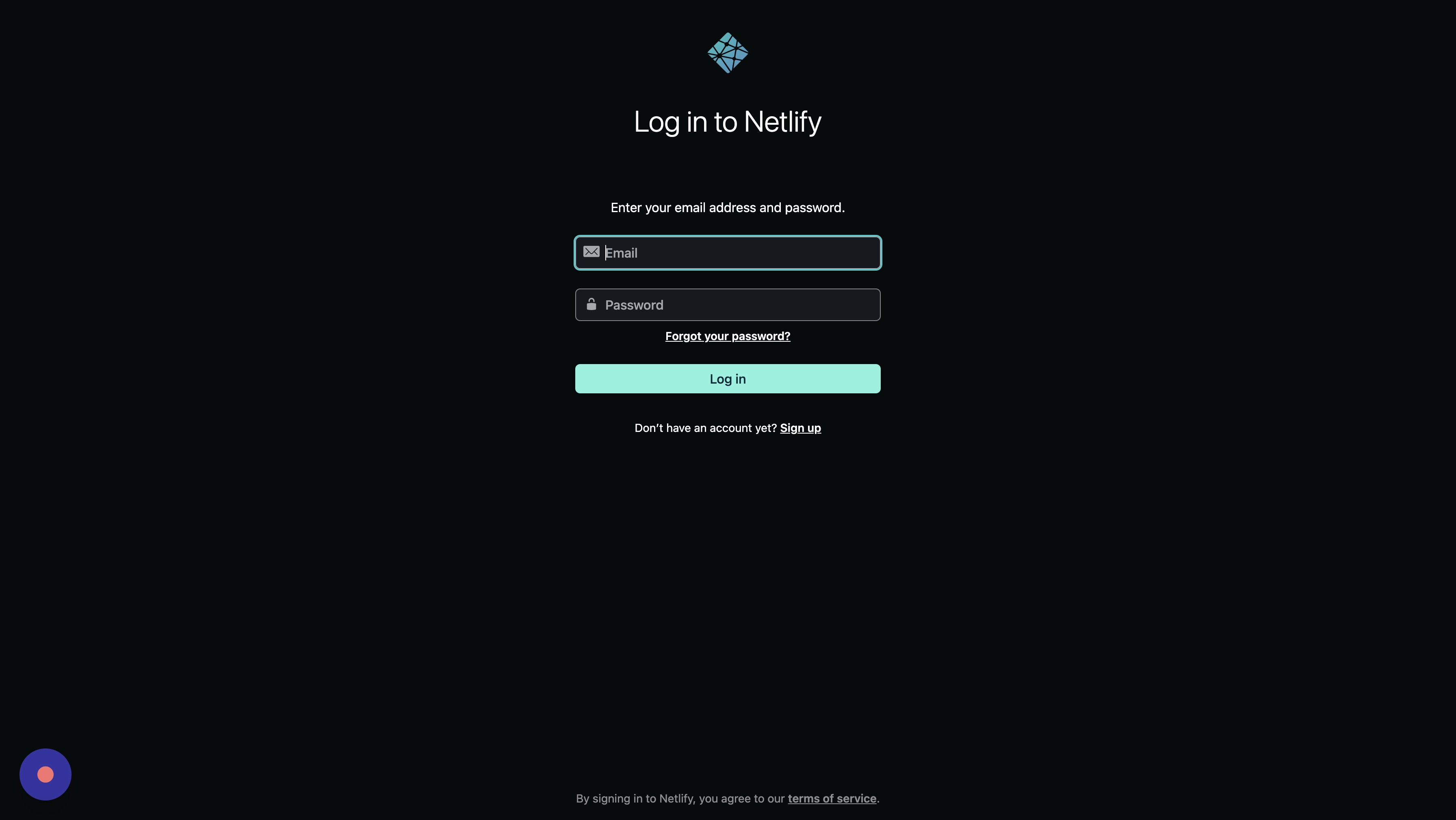 Screenshot of: First login into your 1Password account. Then click the "Enter your email address" field and 1password will fill it for you.